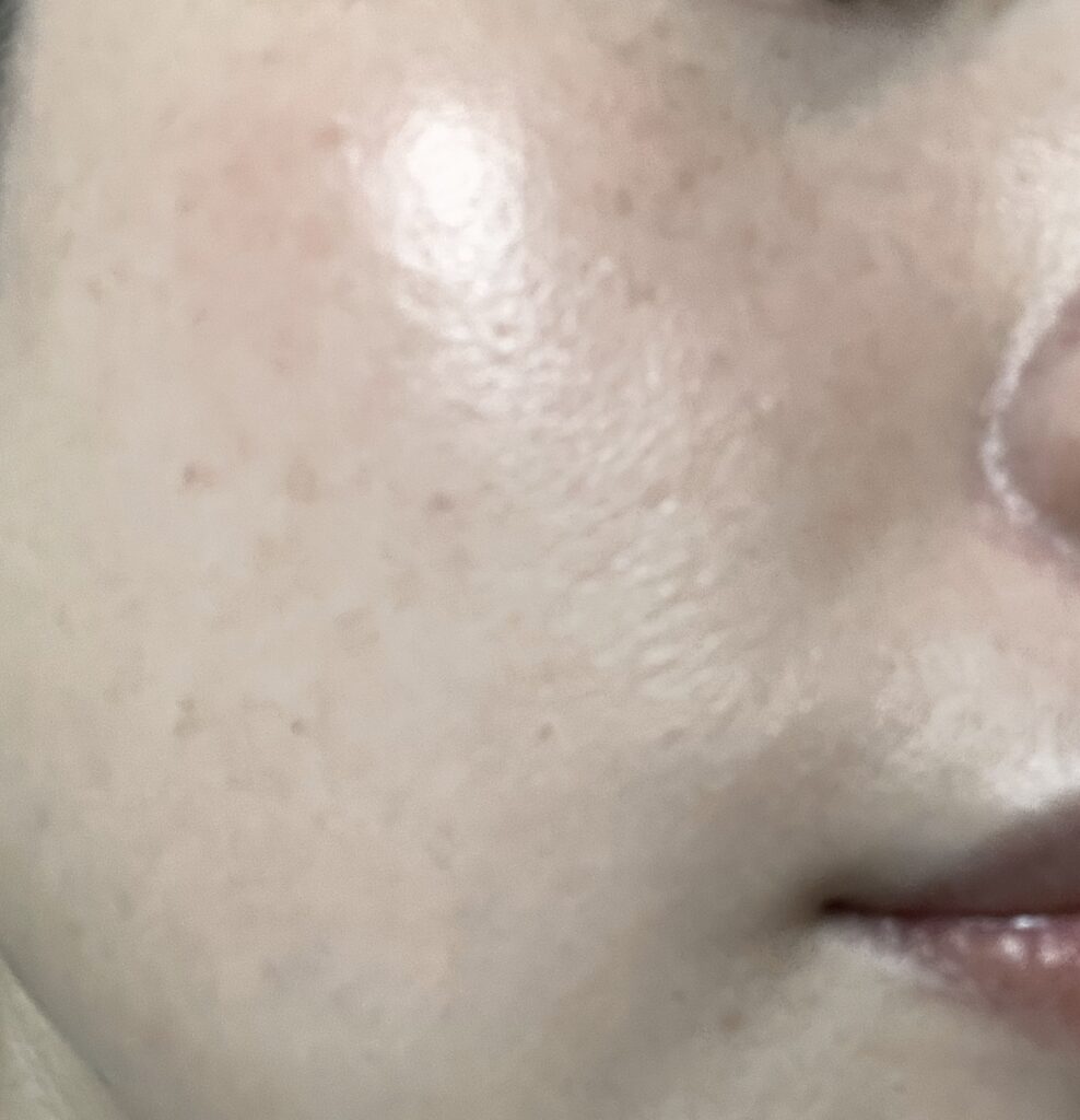 バイオヒールボ3Dリフティングクリームミストをメイク後に使用した直後の肌状態